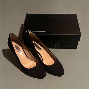 INC International Concepts Women's black rhinestone heels